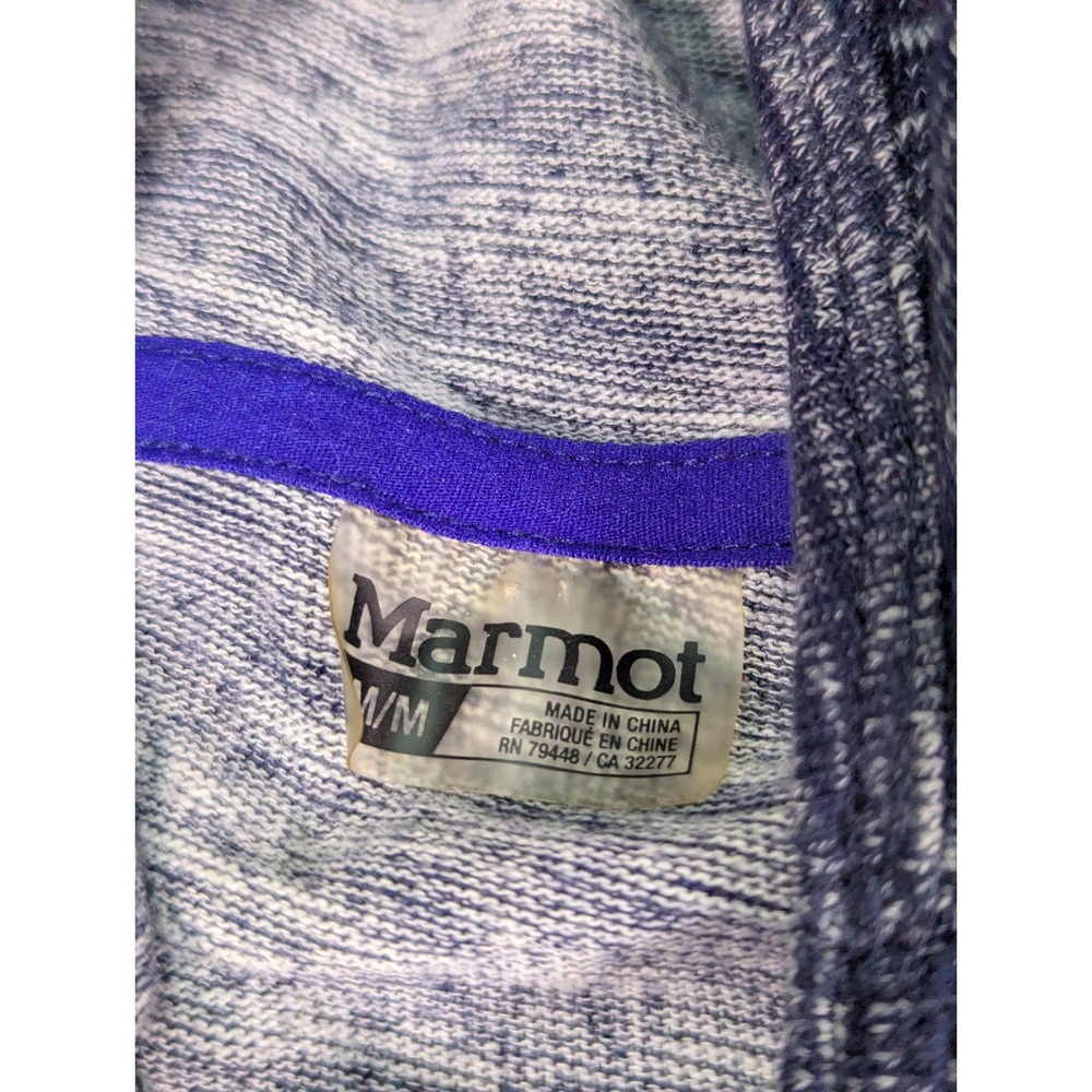 Marmot Womens Space Dye Pullover Hoodie Blue White Funnel Neck Size Medium - Picture 3 of 7